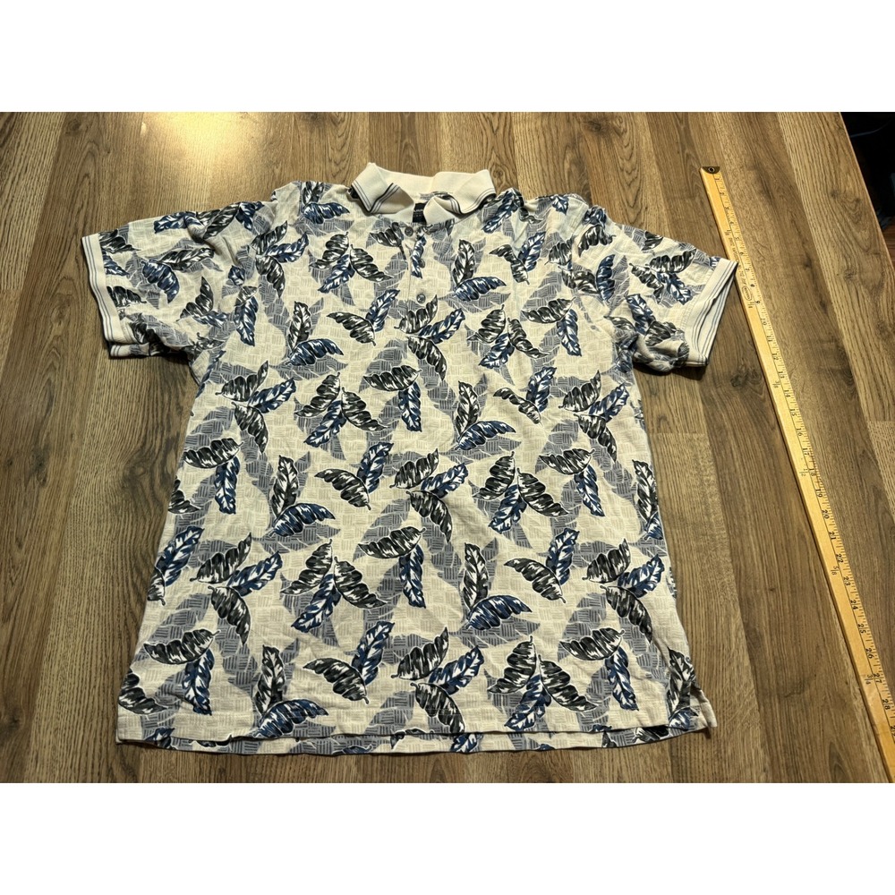 Arrow Polo Mens Size Large Beige Short Sleeve Tropical Cotton Rayon